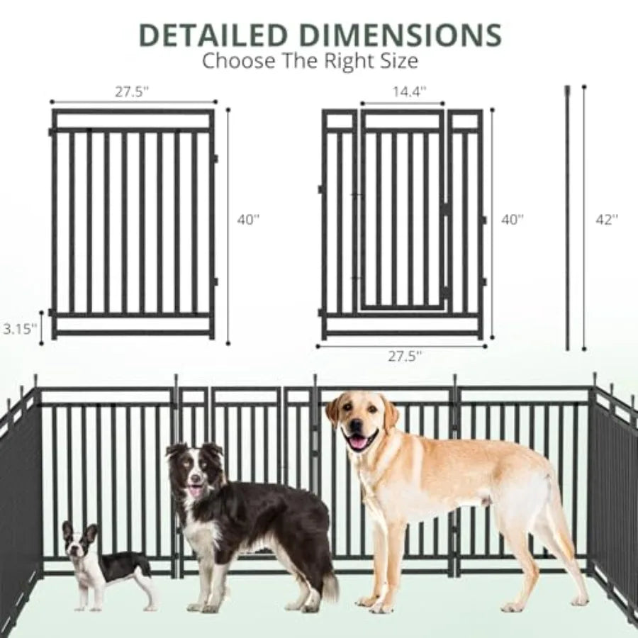Dog Fence Outdoor for Yard Dog Playpen Indoor 40 Height 16 Panels Portable Puppy Playpen Dog Kennel for RV Camping Black Silver