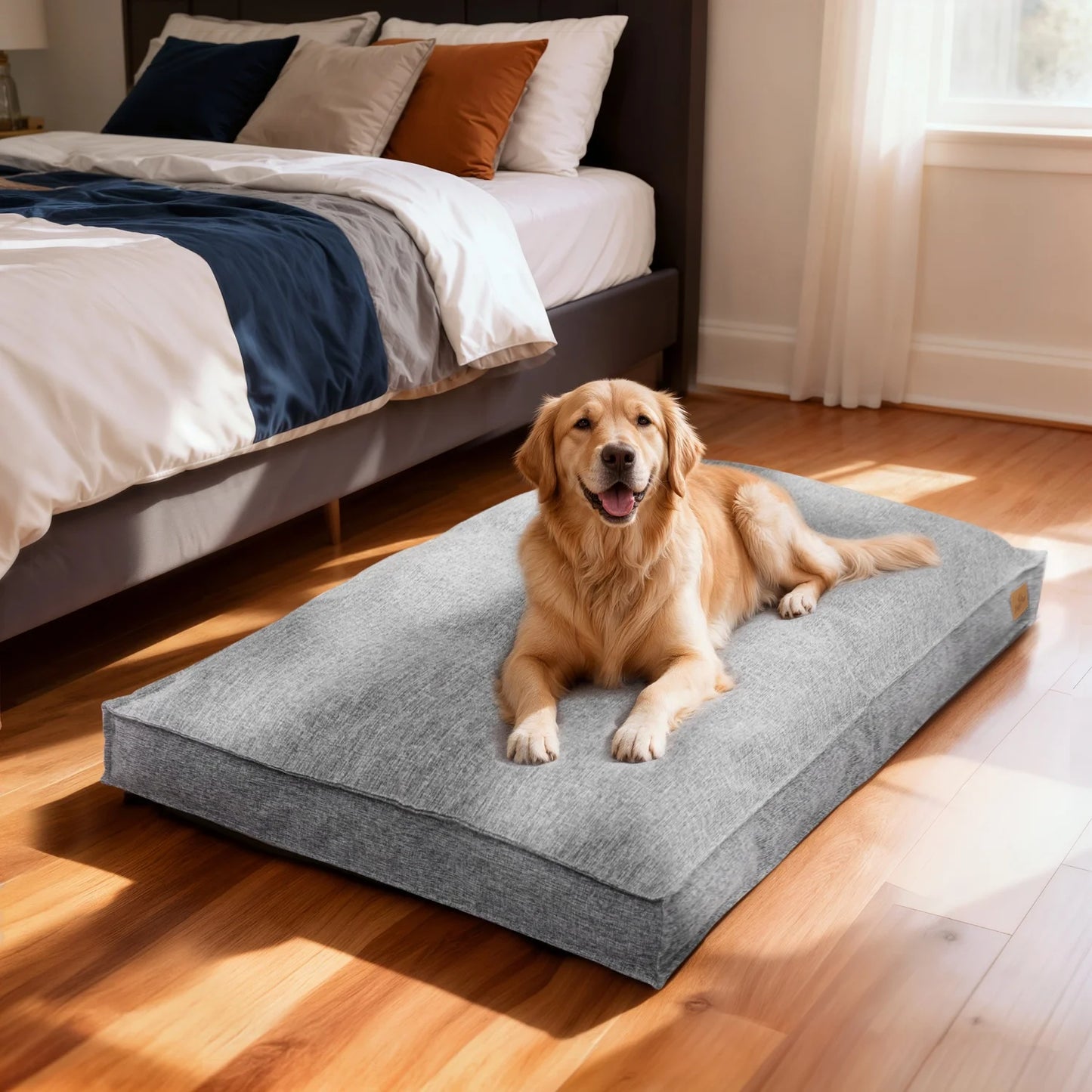 M-2XL Dog Beds Crate Pad for Medium/Large Dogs Pet Mat Ultra Soft Cozy Sleeping Kennel Pad Linen Cover Foam Base