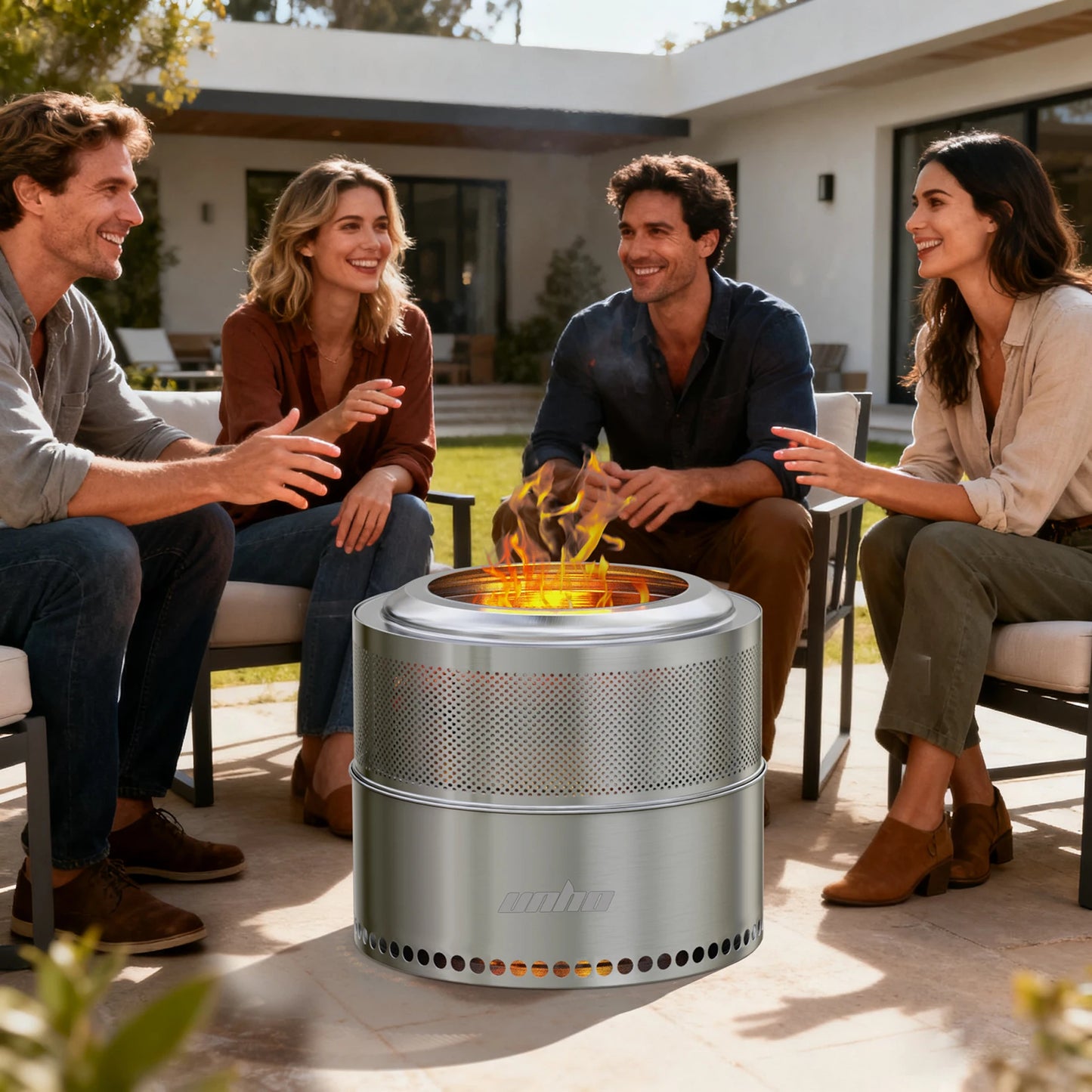 Wood Burning Firepit, Large Stainless Steel Smokeless Fire Pit with Carry Bag, Outdoor Camping Firewood Burner Stove