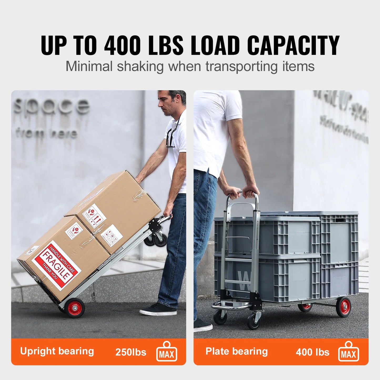 400 lbs Folding Hand Truck Lightweight Dolly with Wheels Foldable Luggage Utility Cart for Warehouse Transport Moving