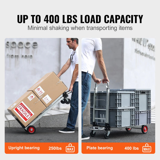 400 lbs Folding Hand Truck Lightweight Dolly with Wheels Foldable Luggage Utility Cart for Warehouse Transport Moving