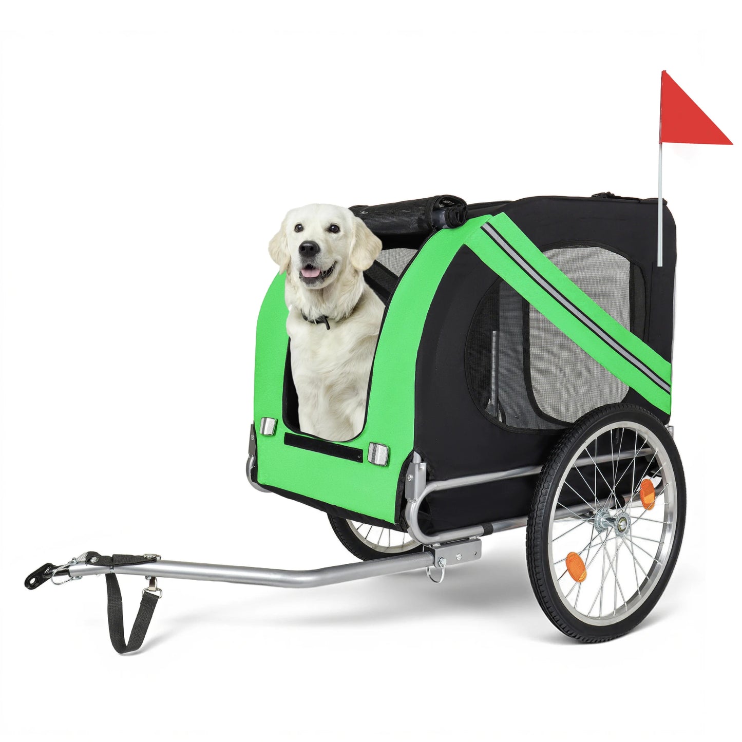 2-in-1 Bike Trailer & Push Cart for Pets - All-Terrain Pet Carrier & Durable Steel Frame, 66LB Capacity for Cycling, Camping