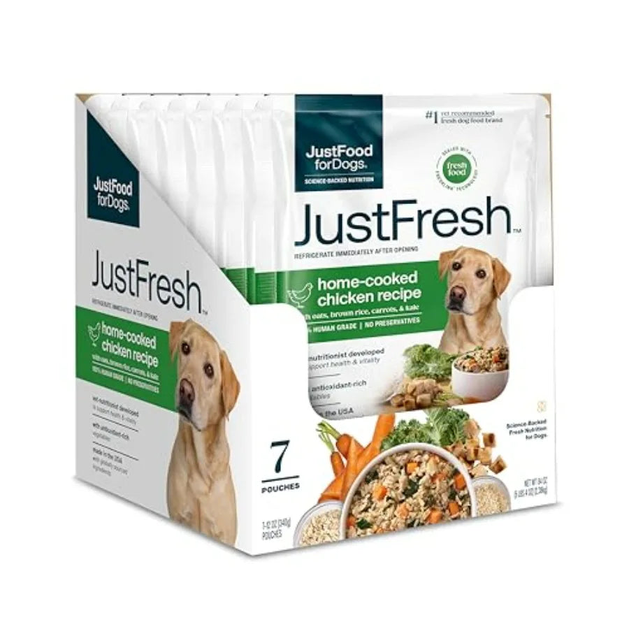 Wet Dog Food, Fresh Pet Meals and Toppers with No Preservatives, Resealable Package, Human Grade, Home-Cooked, - 7 Pouches