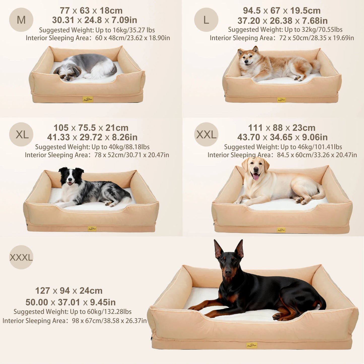 Jumbo Large Orthopedic Dog Bed Waterproof Pet Crate Couch Bolster Calming Nonslip Bottom