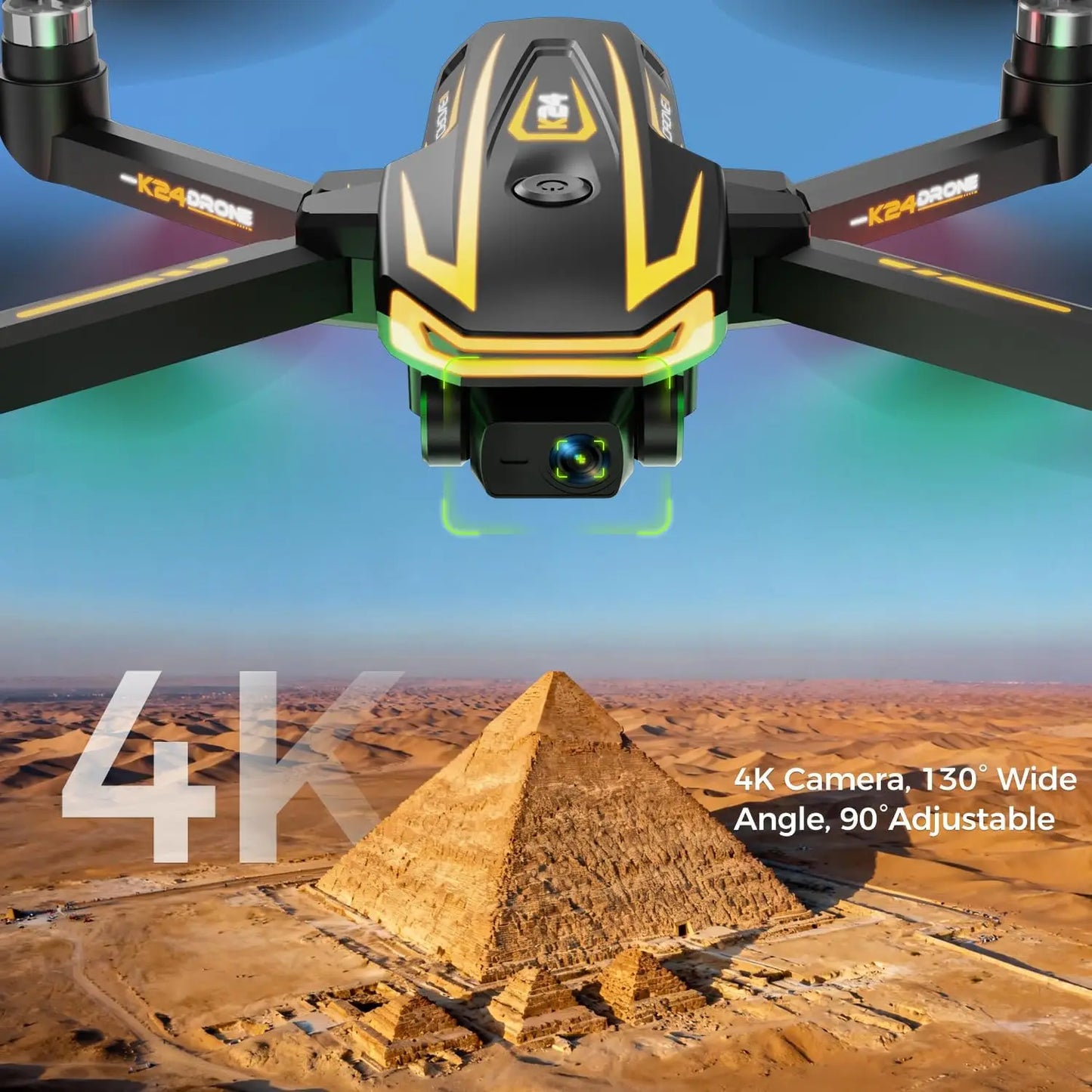 4K Camera FPV Drone for Adults, Big Screen Remote, 2 Batteries & Case, Beginner-Friendly Quadcopter with Optical Flow