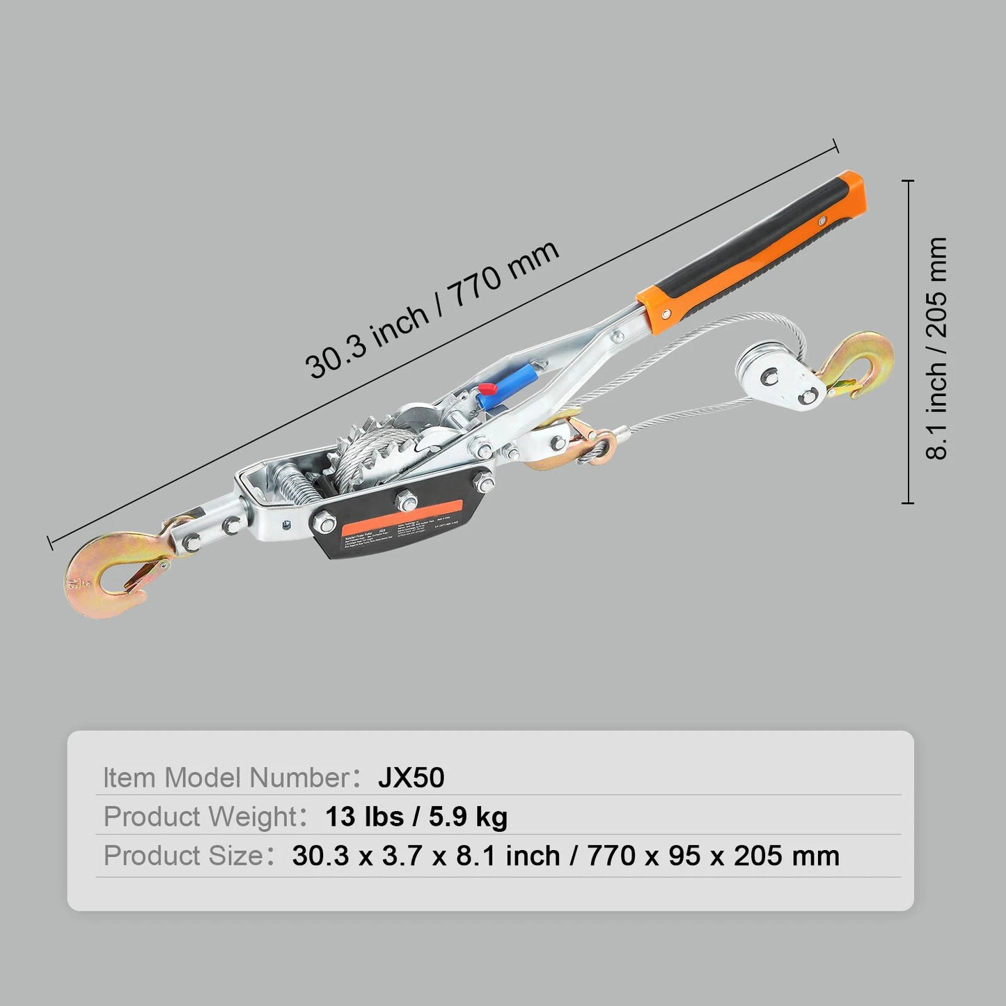 SucceBuy 5T Come Along Winch Ratchet Power Puller Tool with 11.5ft Steel Cable Automotive Hoist Cable Puller for Vehicle Rescue