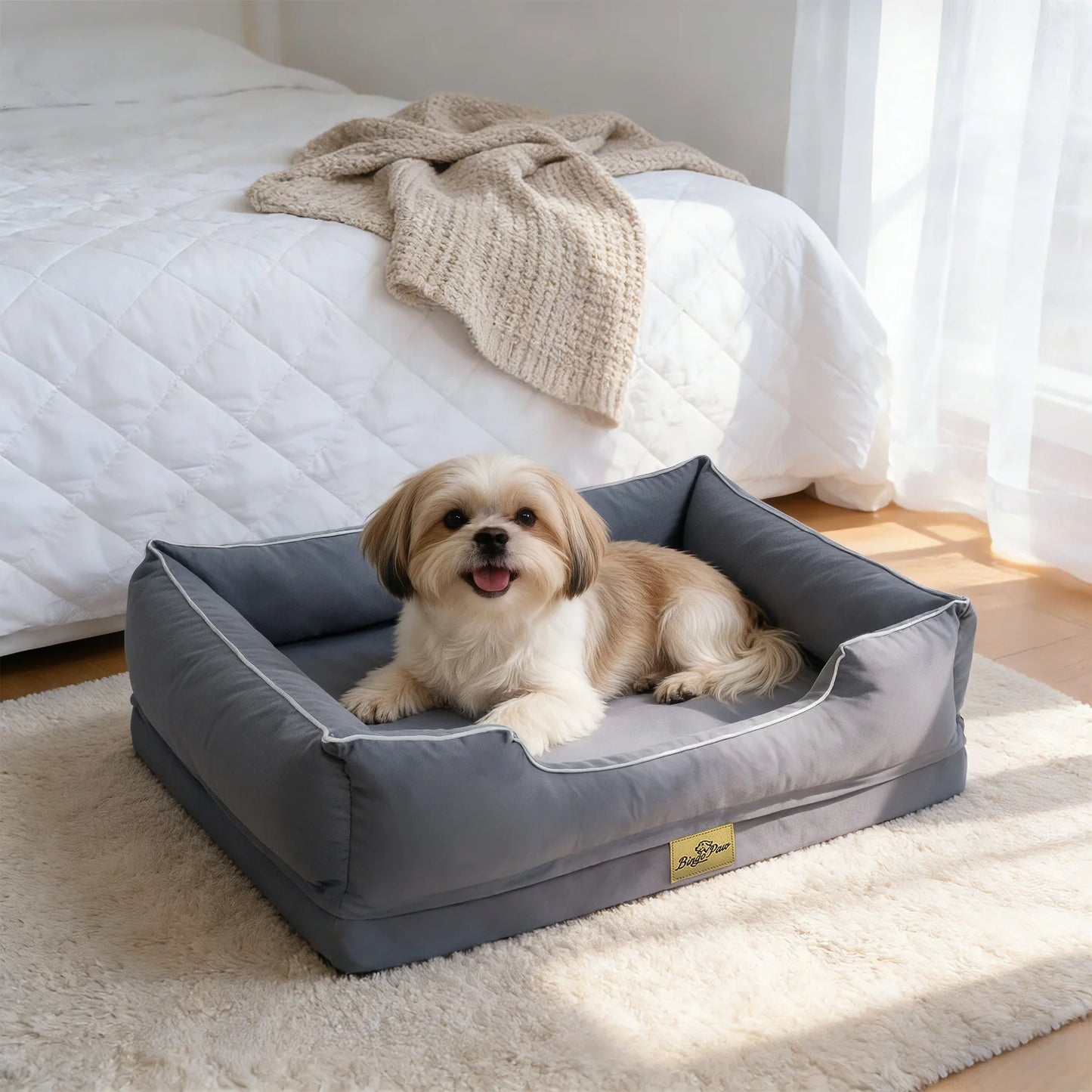 M/L/XL/2XL/3XL Orthopedic Dog Beds Oxford Bolster Foam Base Pet Dogs Couch Sofa Lounger Bed Waterproof Lining Removable Cover