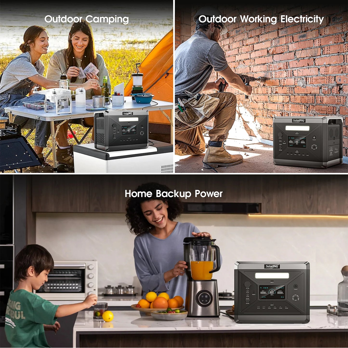 Q2501 Portable Power Station 2160WH LiFePO4 Battery with 2400W (4800W Peak) AC Output Solar Generator for Garden Party