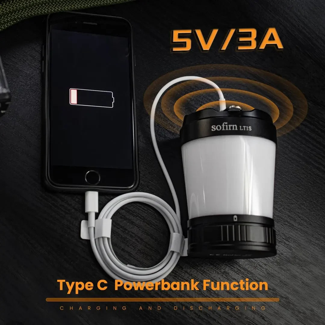 LT1S Camping Light USB-C 21700 Rechargeable Powerful Torch Portable Emergency Lantern 2700K-6500K with Reverse Charging
