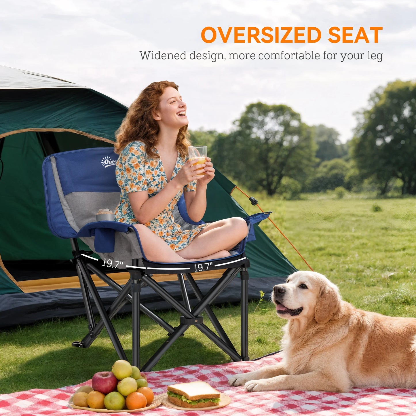 Camping Chair for Adults, Portable Folding Chair, Light Gray