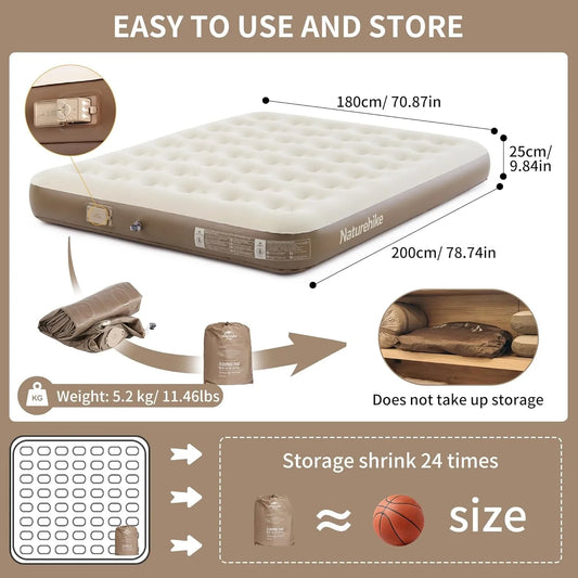 Camping Mattress 3 Person Air Bed with Built-in Pump Outdoor Travel Beach Air Mattress Sleeping Mat 25cm Thickened