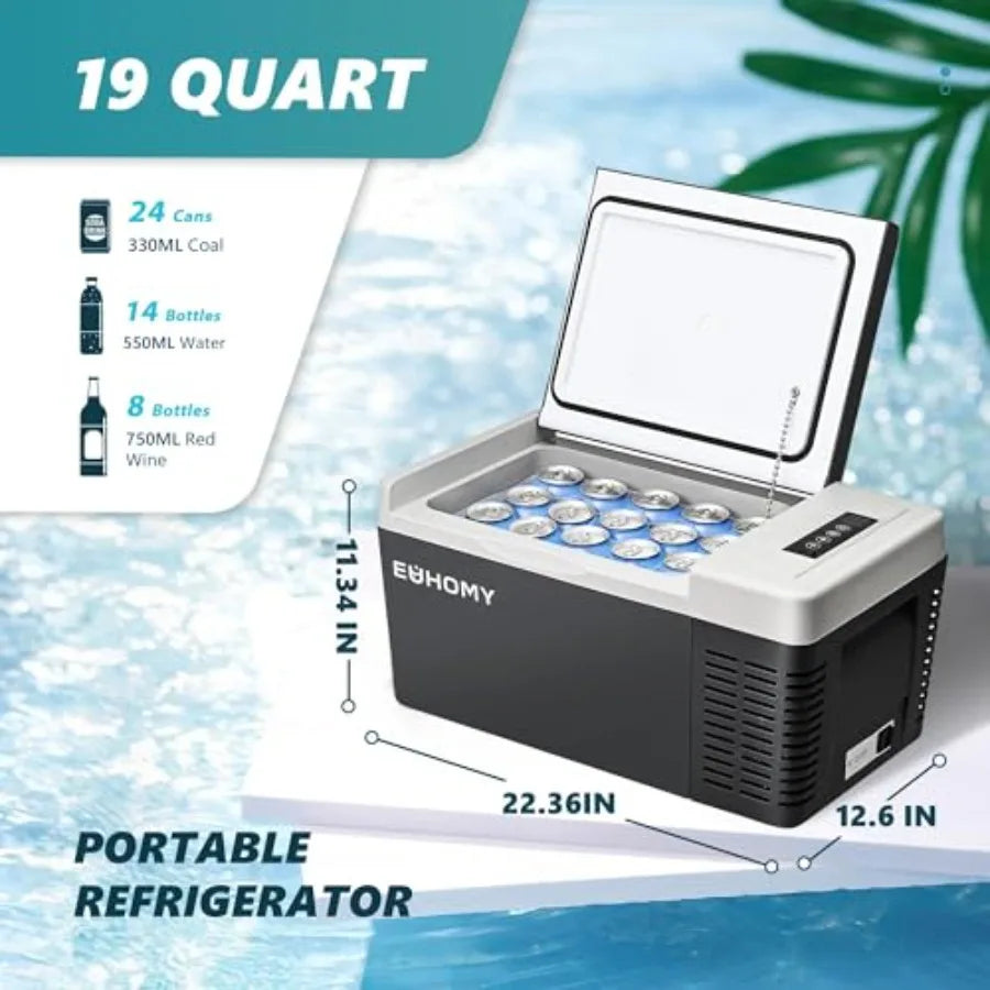12 Volt Refrigerator, 19QT 18L Compressor Electric Cooler APP Control, Car Fridge -468, Portable Refrigerator 12/24V DC 100-240