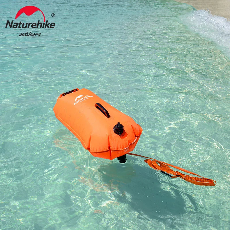 Inflatable Swimming Buoy Waterproof 28L Storage Dry Bag Adjustable Belt Flotation Bag Dual Airbag Swim Drifting Float