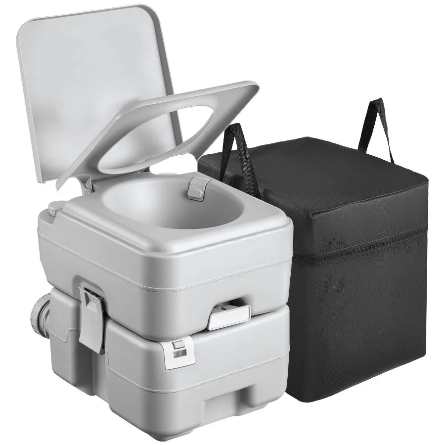 Portable Toilet, 5.3 Gallon Detachable Waste Tank, 120 Flushes, Camping Toilet for Adults, Outdoor Travel Potty with Level Indicator