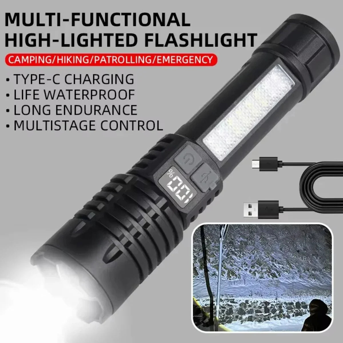 Super Bright Rechargeable LED Flashlight – Ultra Powerful Portable Torch, Outdoor Camping Lantern & Emergency Light