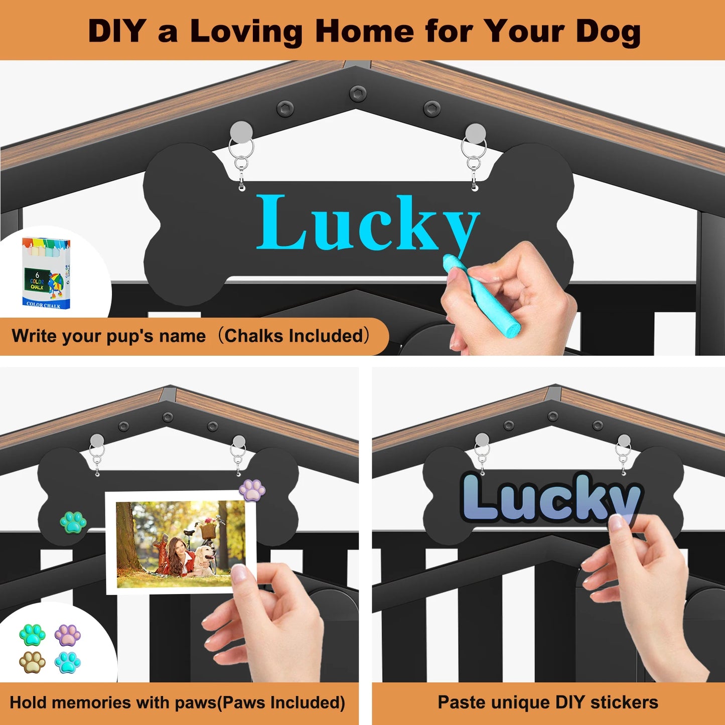 31"/41"/48“ XL Heavy Duty Dog Crate Furniture with Wheels, Dog Crates for Large Dogs Extra-Wide Thick Steel Plates for Chew Resistance