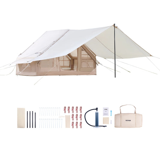 Inflatable Tents for Camp 3-5 Person Easy Setup Inflatable Tent with Hand Pump 300D Oxford Tent with Doors & Mesh Windows