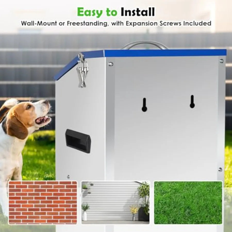 Automatic Dog Feeder Galvanized Metal Pet Food Station for Indoor and Outdoor Use 50LBS Capacity Automatic Food Dispenser