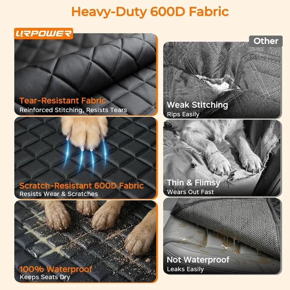 Dog Car Seat Cover or Pets Waterproof Seat Cover Hammock 600D Heavy Duty Scratch Proof Nonslip Durable Spot Back Seat Covers