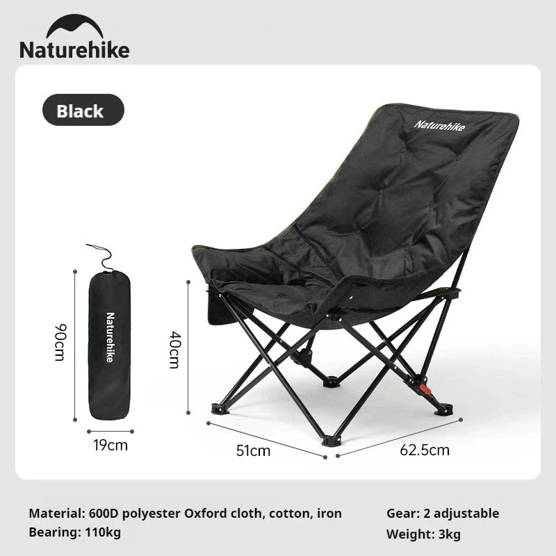 High Back Moon Chair Camping Outdoor Fishing Folding Adjustable Lounge Chair Portable Picnic Garden Leisure Seat