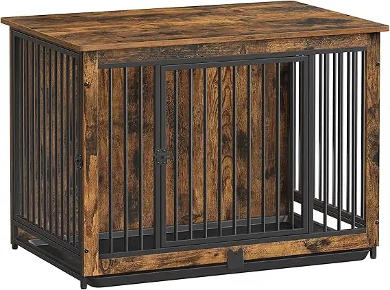 Dog Crate Furniture, 38 Inches Dog Kennel for Dogs up to 70 lb, with Removable Tray, Heavy-Duty Dog Cage End Table, Double Door