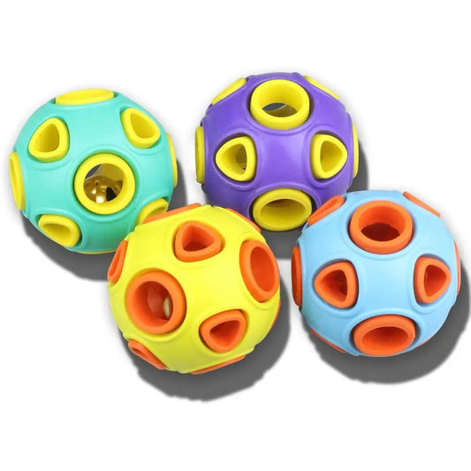 Dog Balls with Sound, [4 Pack] Rubber Bouncy Etch Ball or Puppies Small Dogs, 2” Interactive Pet Chew Toys