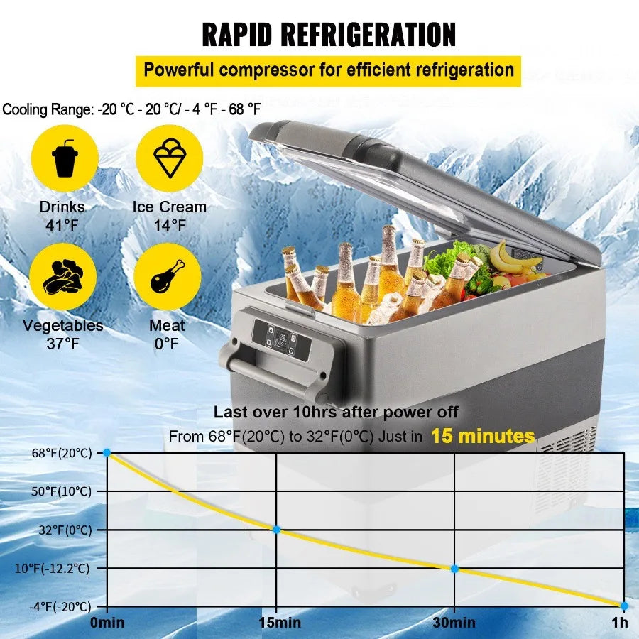 12 Volt Refrigerator 58 Qt Dual Zone Portable Freezer Cooler with 12/24V DC and 110-240V AC for Car Truck RV Camping Home Use
