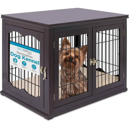 Elegant Wooden Dog House with Dual Entry Doors and Built-In Pet Bed for Large Dogs