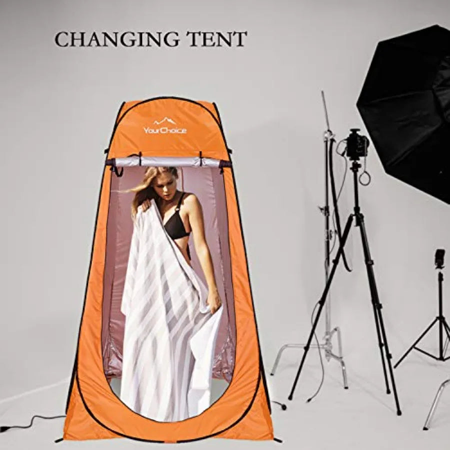 Pop-Up Privacy Shower Tent 3.9 x 3.9 x 6.2FT Portable Camping Changing Room Instant Setup Outdoor Shelter with Silver Coating