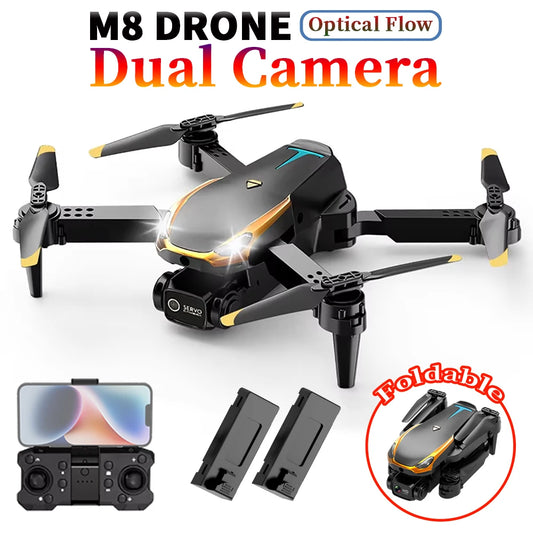 M8 Dual Camera Drone Toys Drone with 2 Batteries, Intelligent Obstacle Avoidance, Optical Flow, HD Camera, 360-Degree Rolling