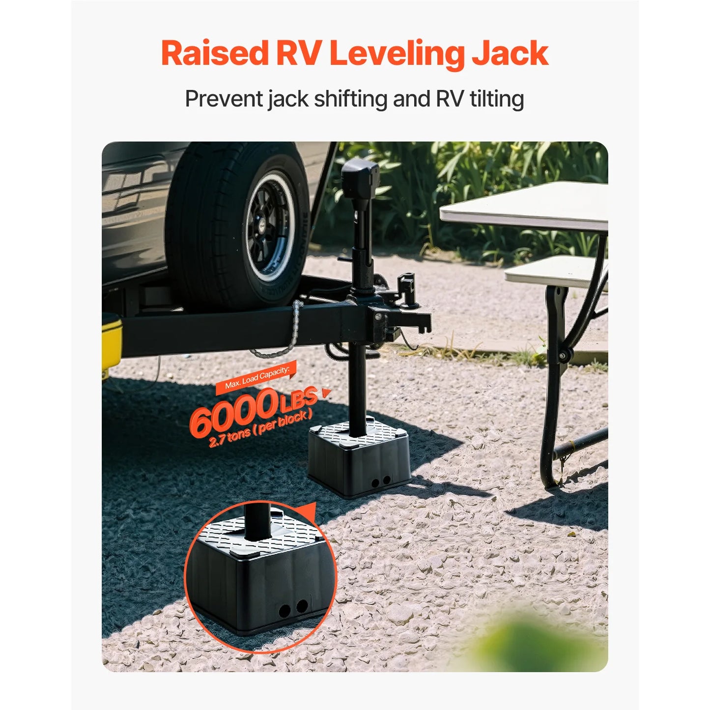 Trailer Jack Block 1/2PCS RV Leveling Block 6" High Jack Stand Motorcycle Stand Camper Accessories for Travel Trailer