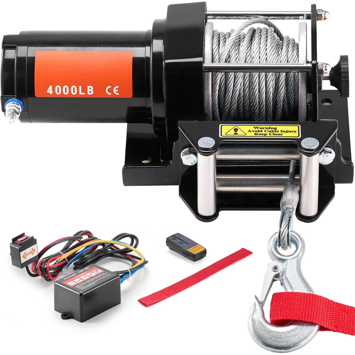 4000lbs Electric Winch with 39 Ft 7 Strands Steel Cable Wireless & Wired Remote Control ATV/UTV Winch for Truck Towing