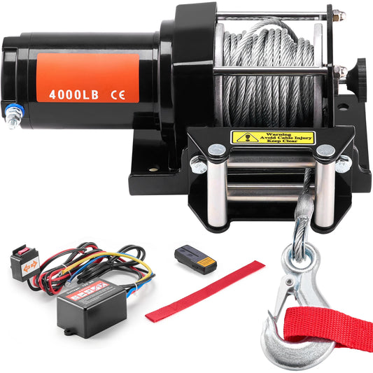 4000lbs Electric Winch with 39 Ft 7 Strands Steel Cable Wireless & Wired Remote Control ATV/UTV Winch for Truck Towing