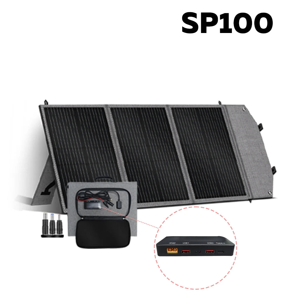 400W 200W 100W Portable Solar Panel, Foldable Solar Power System for Solar Generator, Camping, RV Travel, 23% High Efficiency