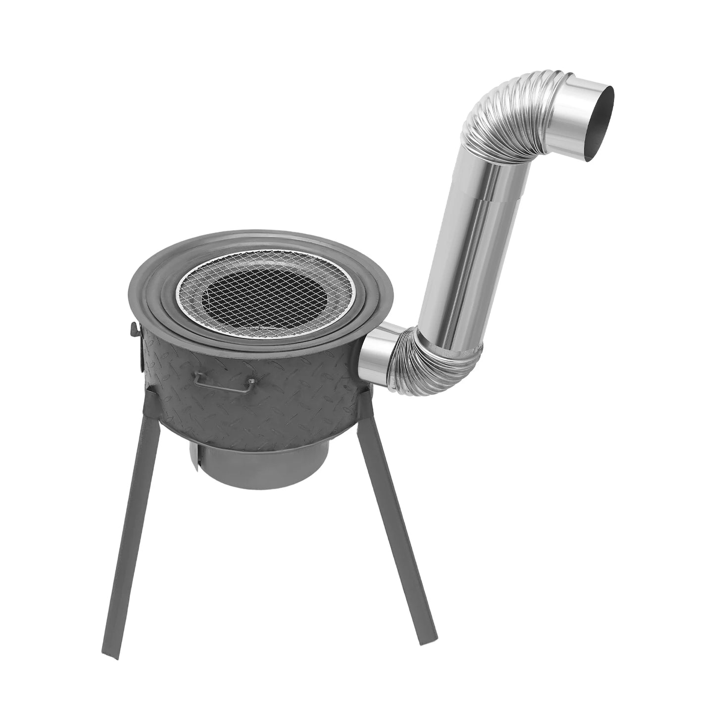 Portable Wood Burning Stove with 3 Wok Rings – Heavy-Duty Steel Construction, 220lbs Load Capacity, Tripod Stable Design, Includes Chimney, Ashtray, Grill Grate & Tools, Perfect for Outdoor Cooking, Camping, BBQ, Boiling, S