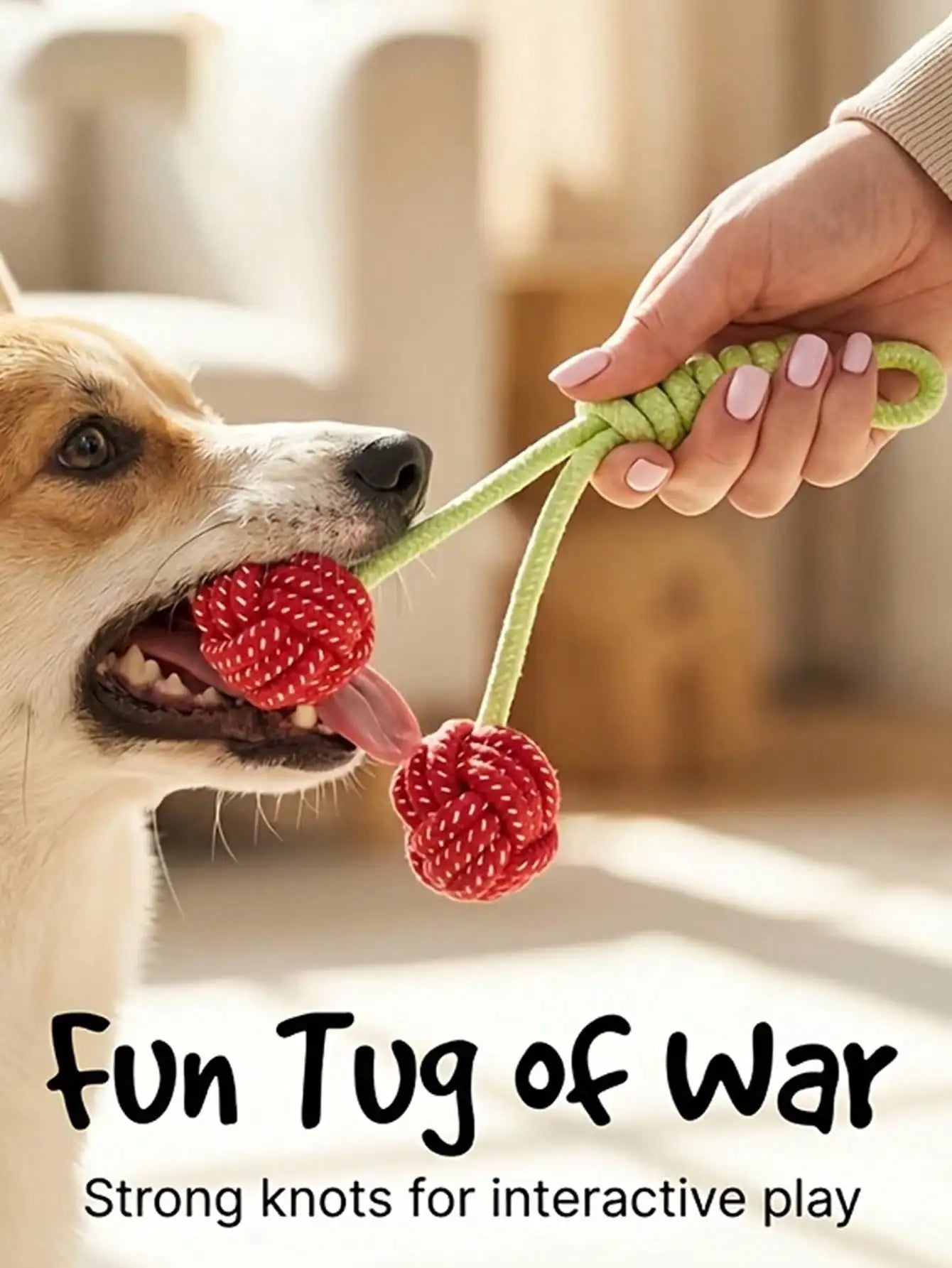 1pc Cute Cherry Dog Chew Toy, Durable Interactive Training Leash Toy, Suitable For Medium And Small Dogs Chewing And Interaction. Multi-Functional Chew Rope, For Indoor And Outdoor Training And Teeth Cleaning, Designed For He