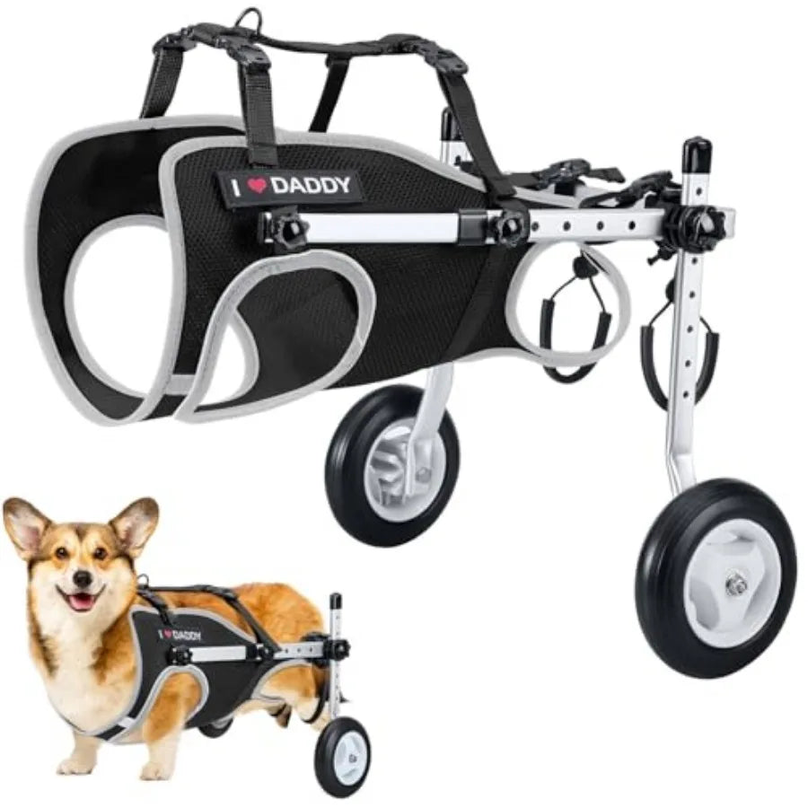 Dog Wheelchair for Back Legs - Lightweight Portable Wheelchair with Reflective Stripes, Adjustable Pet Wheelchair Cart for Seni