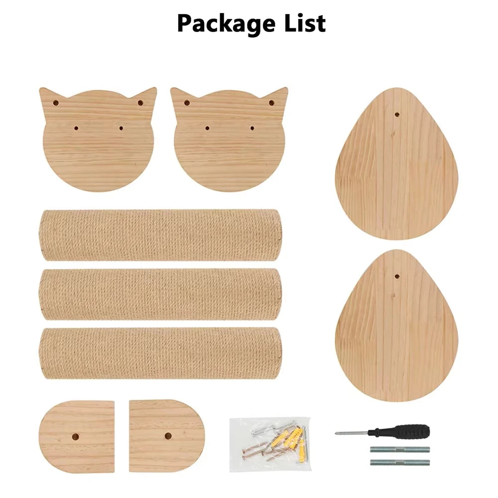 41" Cat Tree With Scratching Posts 2 Perches Platforms Wall Mounted Sisal Scratcher Hammock For Cats Kittens Climb Play Rest