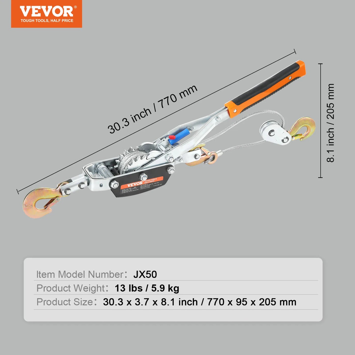 Come Along Winch 2/4/5 Ton Pulling Capacity Heavy Duty Ratchet Automotive Hoist Power Cable Puller for Vehicle Rescue