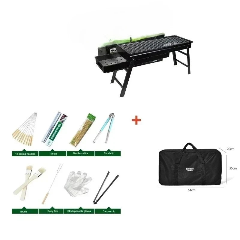 New Large BBQ Barbecue Grill Folding Portable Charcoal Outdoor Camping Picnic Burner Foldable Charcoal Camping Barbecue Oven