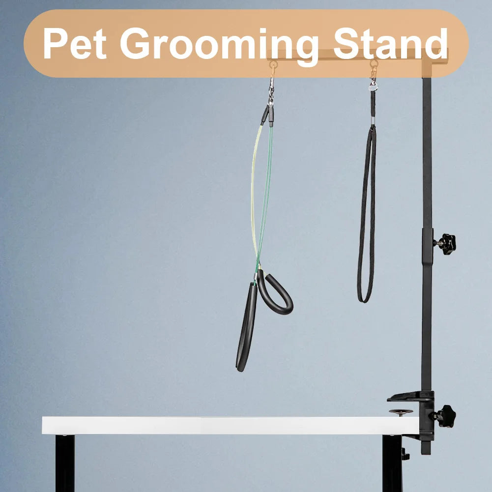 Pet Dog Grooming Table Bracket Arm with Restraint Rope Desk Dog Cat Holder Stainless Steel Telescopic Table Hanger for Bath Desk
