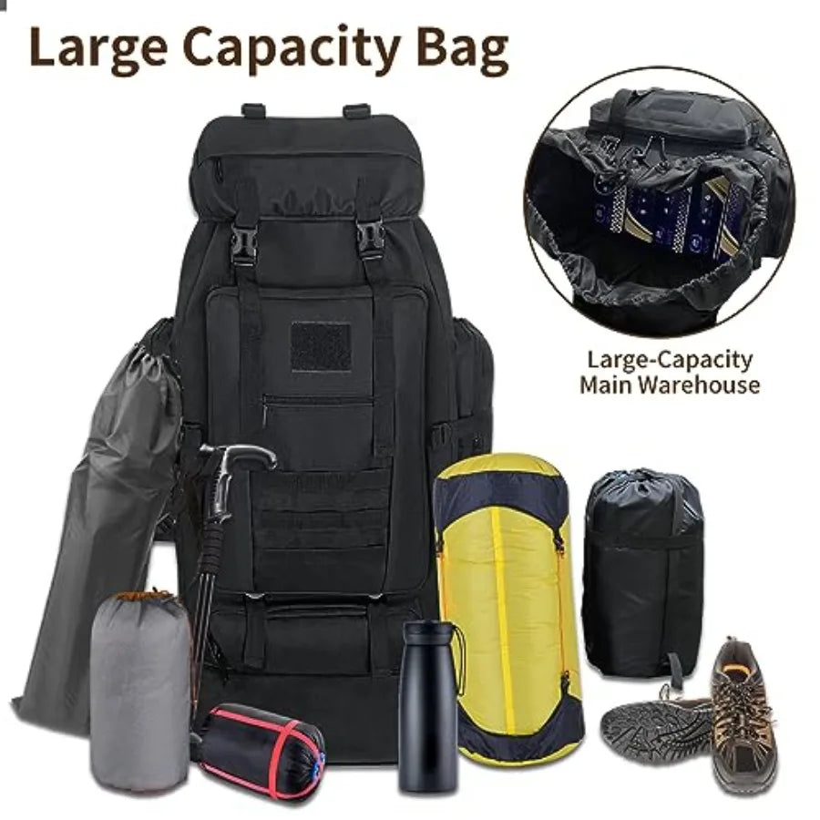 Hiking Backpack, 100L Large Camping Backpack, Expandable Waterproof MOLLE Rucksack, Outdoor Sport Travel Daypack Military Tactical