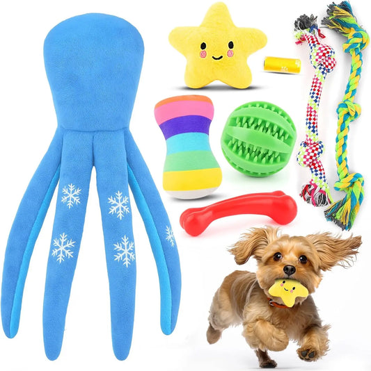 8 Pack Puppy Toys for Small Dogs, Squeaky Plush, Rope & Ball Chew Toys for Teething Supplies