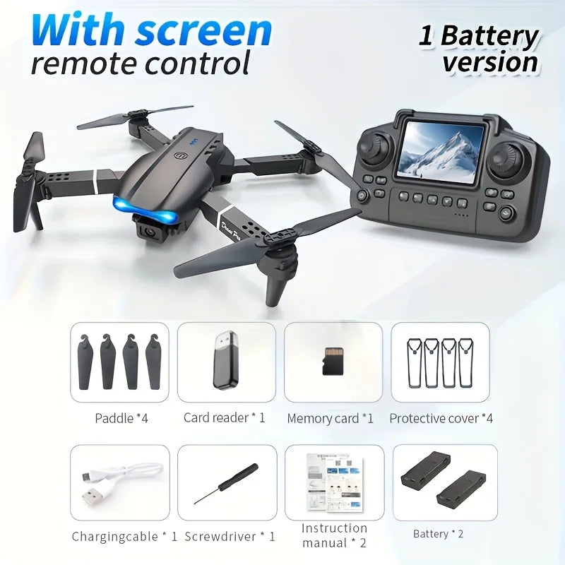 The 2026 Upgraded E88PRO MAX Foldable Drone Features Dual Cameras, Extra Batteries, an 8K Remote Control Screen, and One-Click Return-to-Home Functionality. Suitable for Beginners, It's an Ideal Holiday Gift.