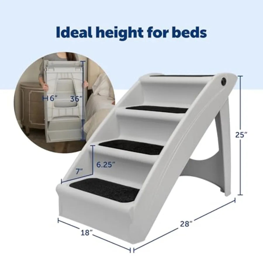 Folding Dog Stairs Portable door/Outdoor Pet Steps for a Couch Grey