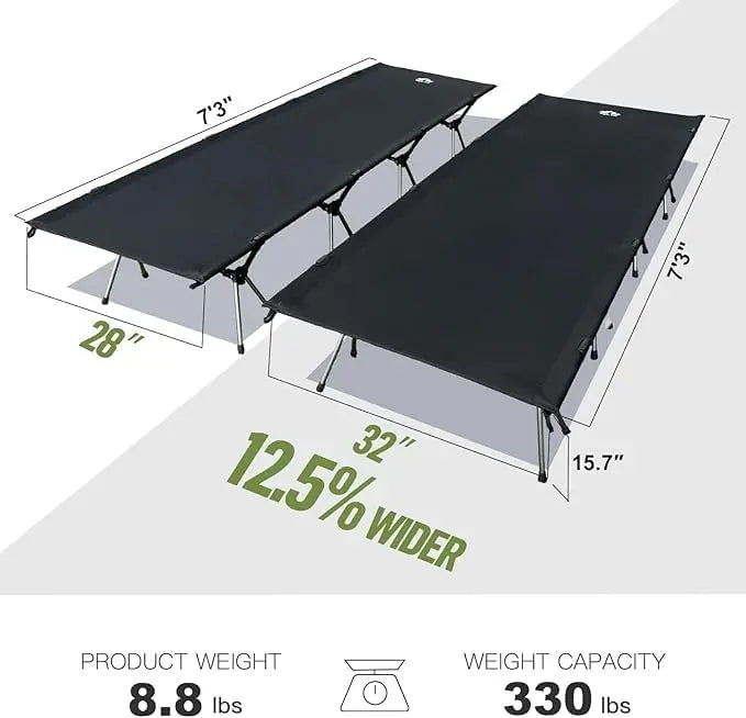 Camping Cot Bed - Portable Folding Sleeping Cots for Adults 1-Person Outdoor Elevated Off-Ground Beds Easy Set-Up Army Sleeping Bed