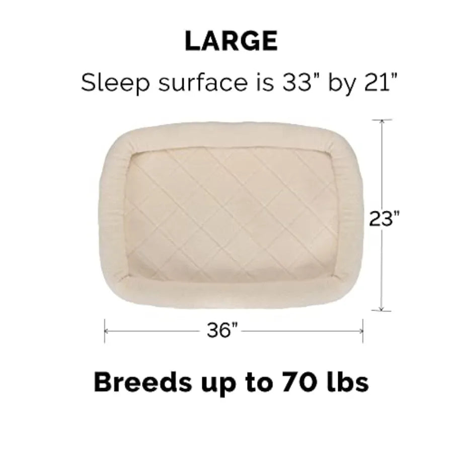 Dog Bed 100% Washable, Sized to Fit Crates - Sherpa Fleece Bolster Crate Pad