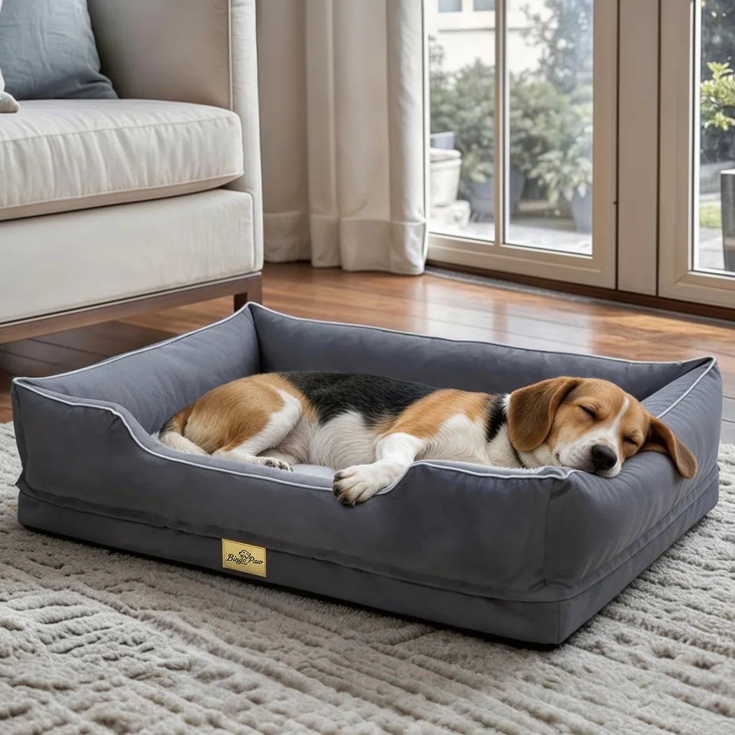 Jumbo Large Orthopedic Dog Bed Waterproof Pet Crate Couch Bolster Calming Nonslip Bottom
