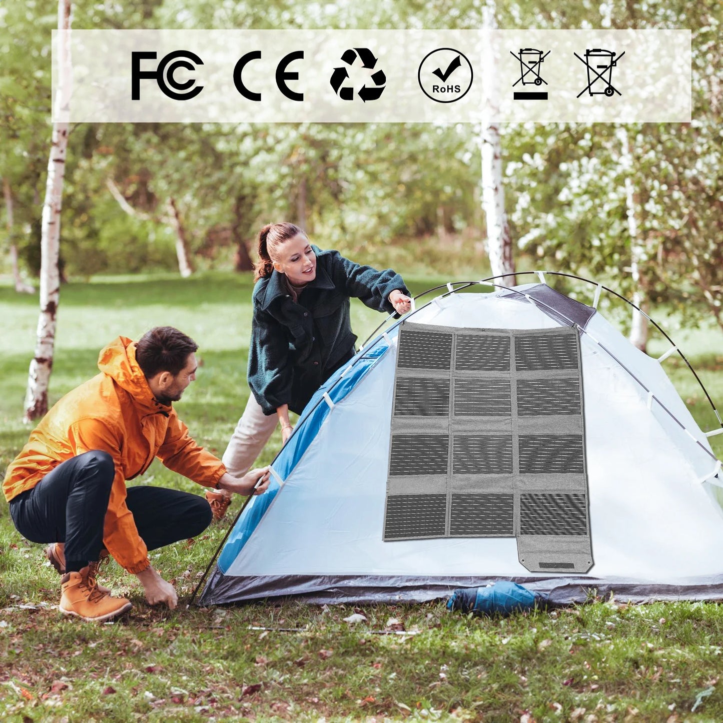 120W/ 80W Foldable Solar Panel Outdoor Emergency Backup Power Supply with USB-C/2xUSB-A/DC Outputs for Powerbank RV