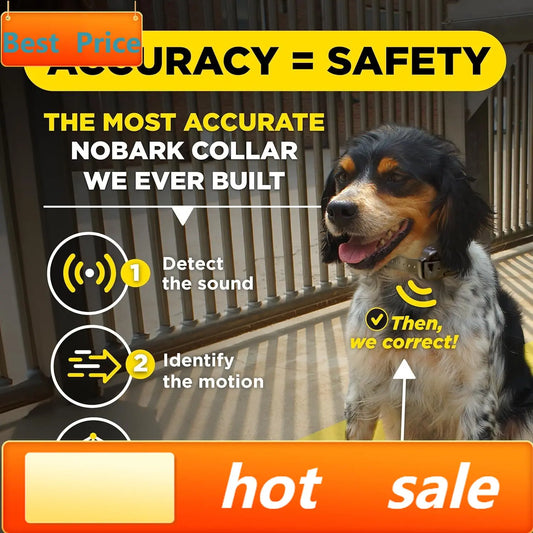 Smart NO BARK Detects Whining and Barking, 33 ft Range App for Notifications, E-Collar, Behavior Report, Waterproof